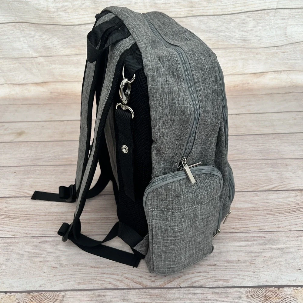 Large Diaper Bag Backpack 3 in 1 Expandable Baby Changing Station Travel Gray